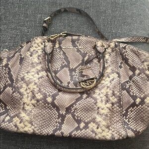 Michael Kors Brown and Tan Snake Print Shoulder Bag